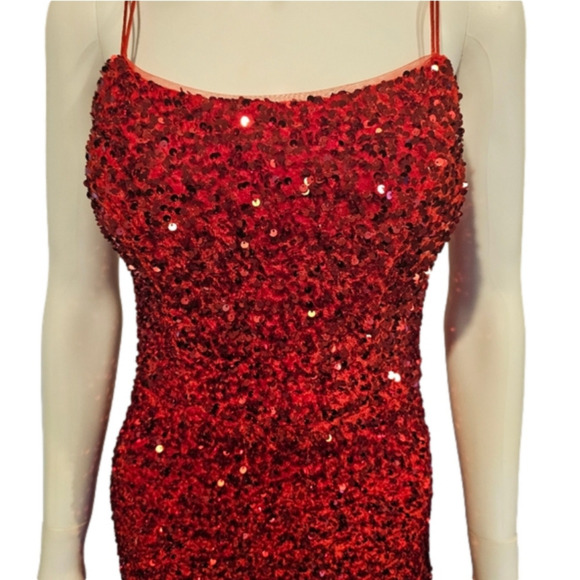 Zapaka Full Length Sequin Split Thigh Prom Dress Size 2 - Picture 5 of 15